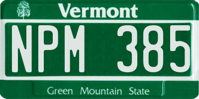 VT license plate NPM385