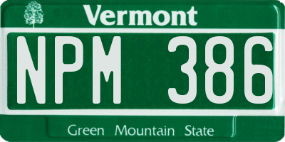 VT license plate NPM386