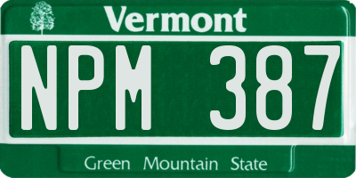 VT license plate NPM387