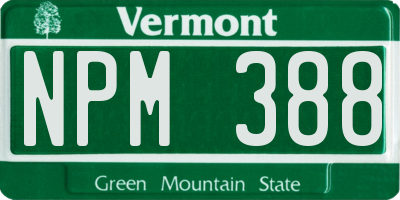 VT license plate NPM388