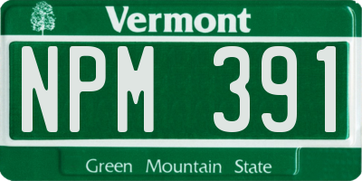 VT license plate NPM391