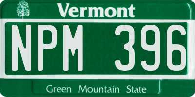 VT license plate NPM396