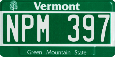 VT license plate NPM397