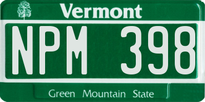 VT license plate NPM398