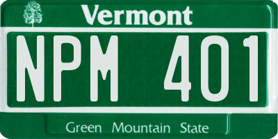 VT license plate NPM401