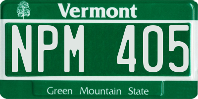 VT license plate NPM405