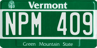 VT license plate NPM409