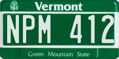 VT license plate NPM412
