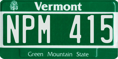 VT license plate NPM415