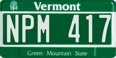 VT license plate NPM417