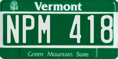 VT license plate NPM418