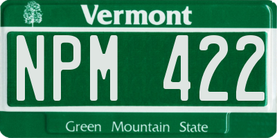 VT license plate NPM422