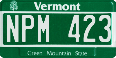 VT license plate NPM423