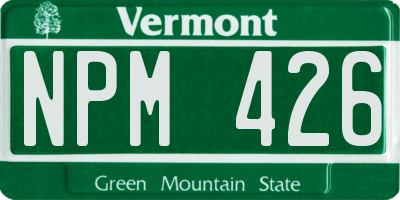 VT license plate NPM426
