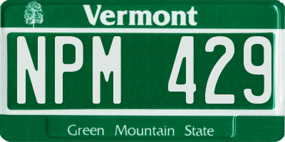 VT license plate NPM429