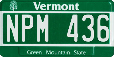 VT license plate NPM436