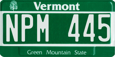 VT license plate NPM445