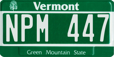 VT license plate NPM447
