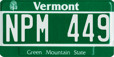 VT license plate NPM449