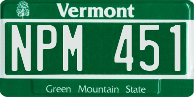 VT license plate NPM451