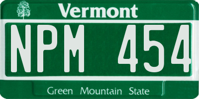 VT license plate NPM454