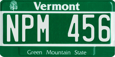VT license plate NPM456