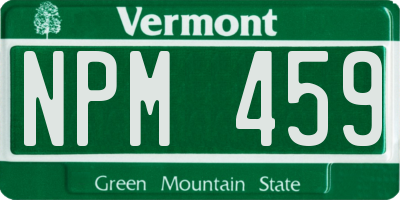 VT license plate NPM459
