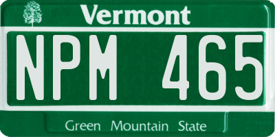 VT license plate NPM465