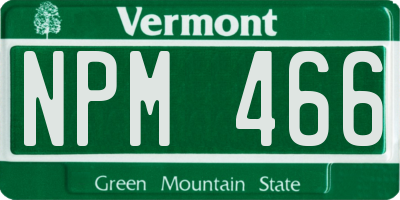 VT license plate NPM466