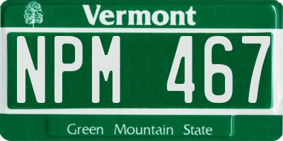 VT license plate NPM467