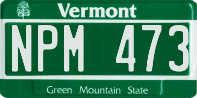 VT license plate NPM473