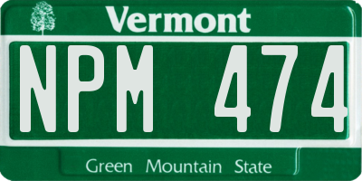 VT license plate NPM474