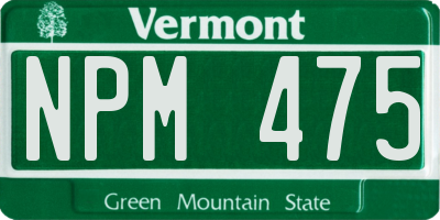 VT license plate NPM475
