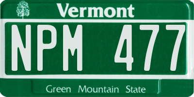 VT license plate NPM477