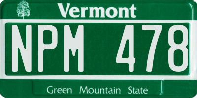 VT license plate NPM478