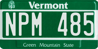 VT license plate NPM485
