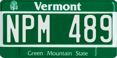 VT license plate NPM489