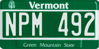 VT license plate NPM492