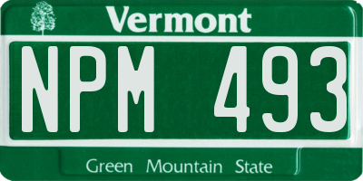 VT license plate NPM493