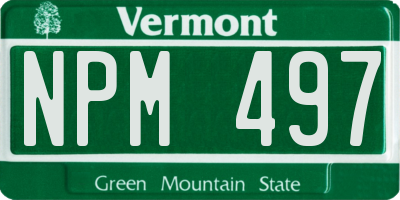 VT license plate NPM497