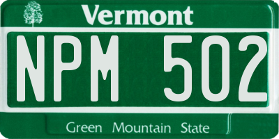 VT license plate NPM502