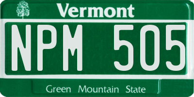 VT license plate NPM505