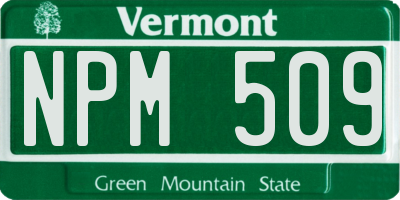 VT license plate NPM509