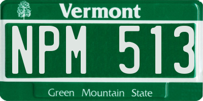 VT license plate NPM513