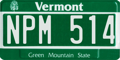 VT license plate NPM514