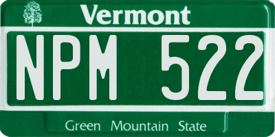 VT license plate NPM522