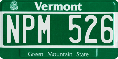 VT license plate NPM526