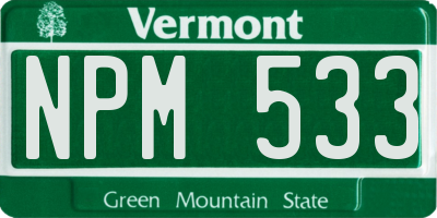 VT license plate NPM533