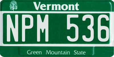 VT license plate NPM536