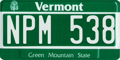 VT license plate NPM538